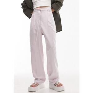 New TOPSHOP NORDSTROM Women's Lilac Linen Blend Tapered Trouser Size 6